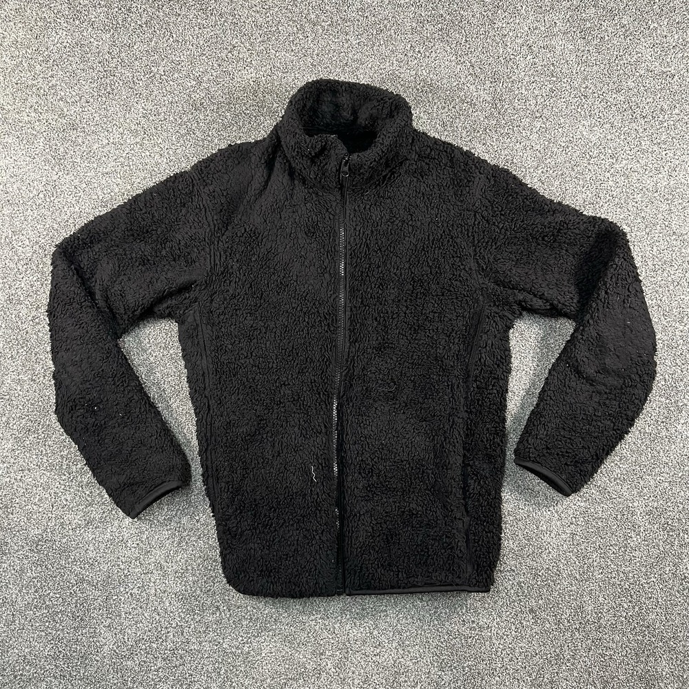 Uniqlo Mens XS Black Sherpa Fleece Jacket Full Zip High Pile Outdoor Casual